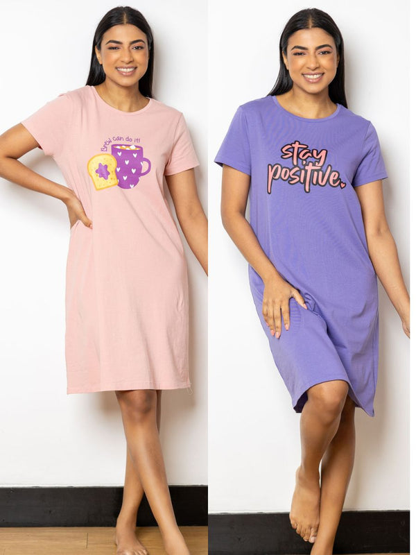 Kaitlyn - Sleep Shirt Graphic in Veronika & Mellow Rose - 2 Pack