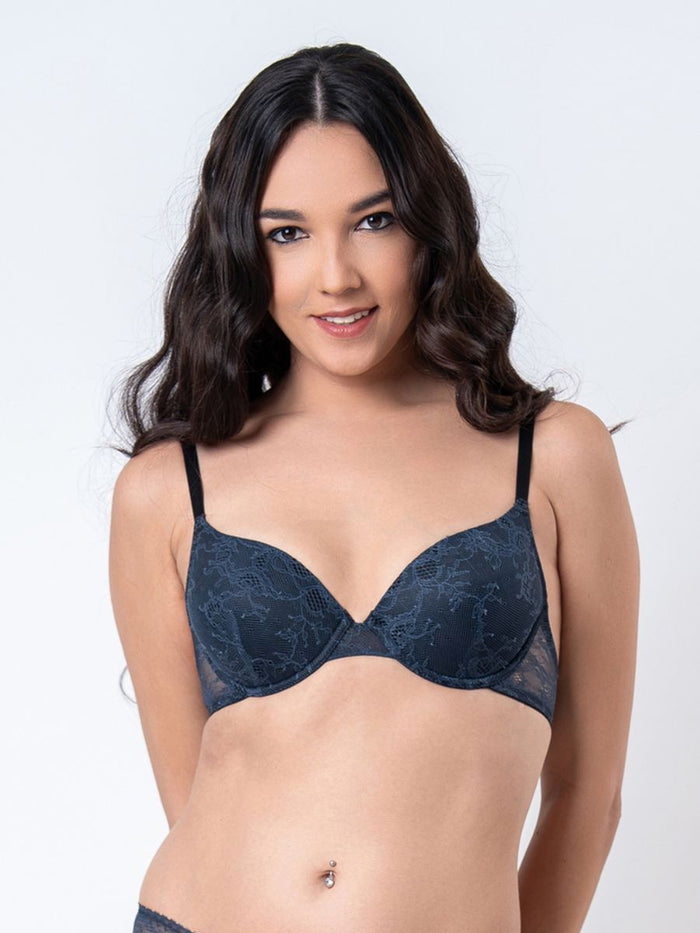 Kathy - T Shirt Full Coverage Plunge Bra All Lace in Outer Space 1
