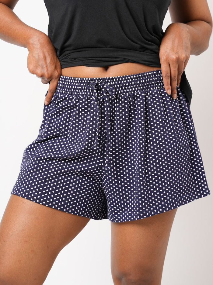 Kelly - Lounge Short in Navy Geo Multi 