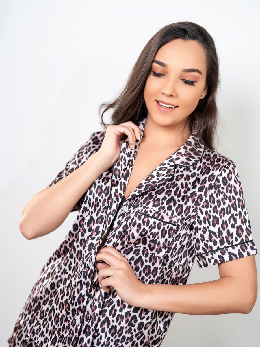 Lyanna - S/S Classic SPJ Set in Brown Leopard Multi 4