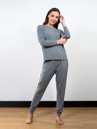 Lydia L/S Drop Shoulder Top & Skinny Fit Lounge Pant Set in Grey 1