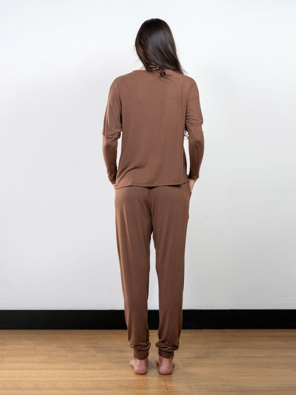 Lydia L/S Drop Shoulder Top & Skinny Fit Lounge Pant Set in Walnut Shell 2