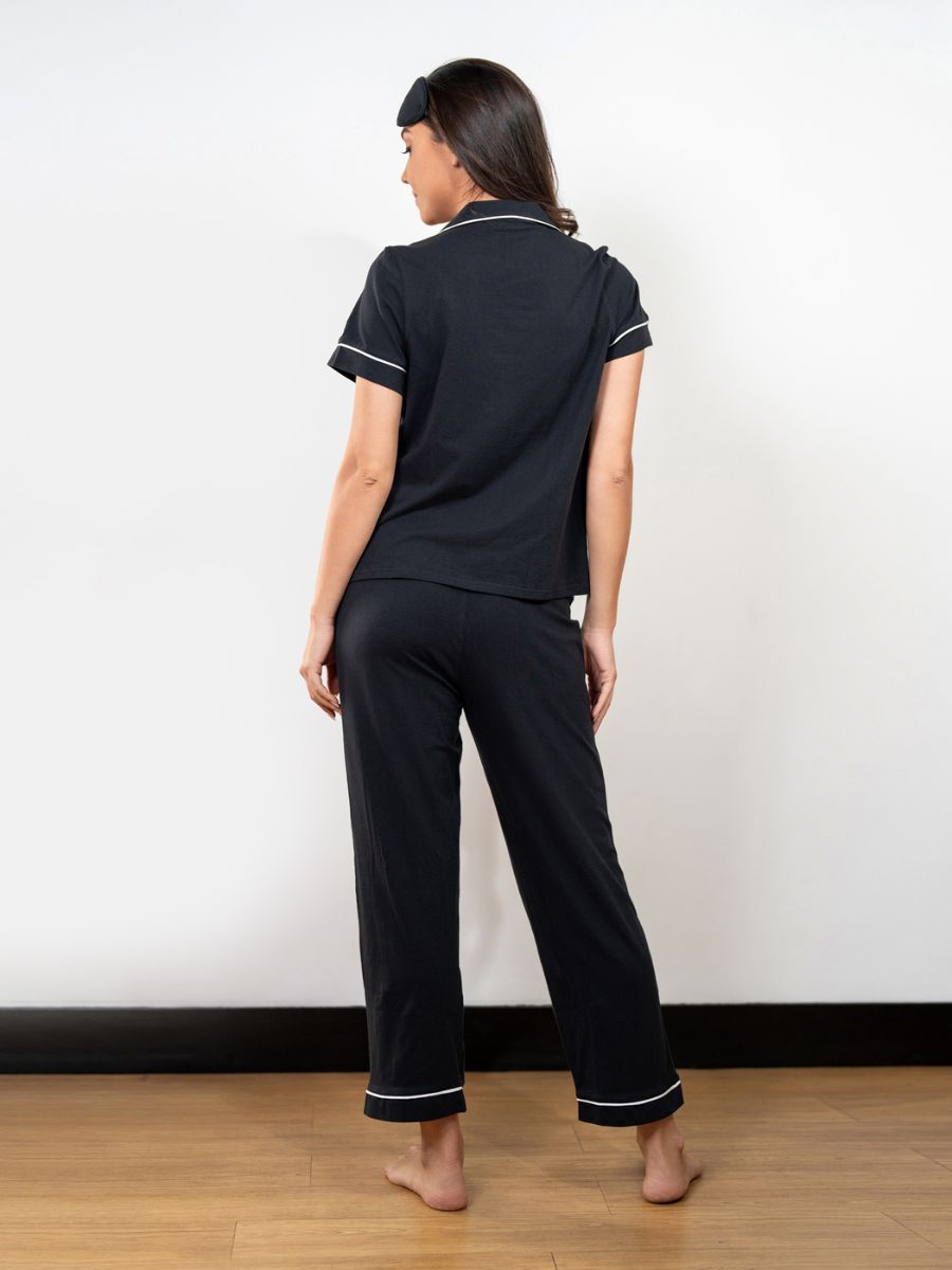 Lyla - SS Classic LPJ Set with Eye Mask in Black 2