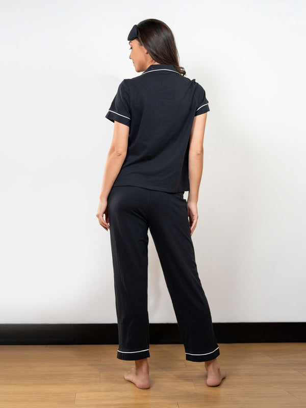 Lyla - SS Classic LPJ Set with Eye Mask in Black 2