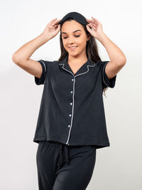 Lyla - SS Classic LPJ Set with Eye Mask in Black 3