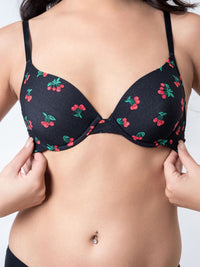 Monica - Plunge Padded Wired Bra in Cherry Combo 5