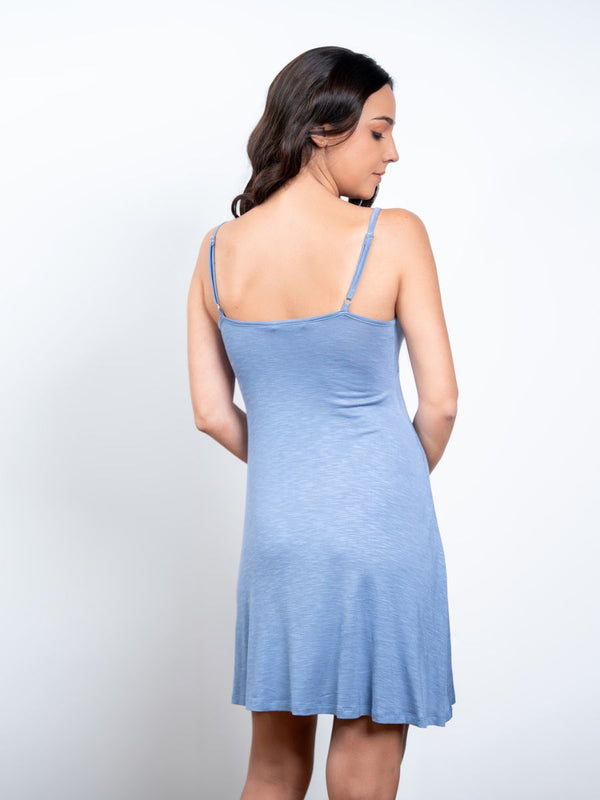 Nelly - Chemise with Lace in Stone Wash Blue 2