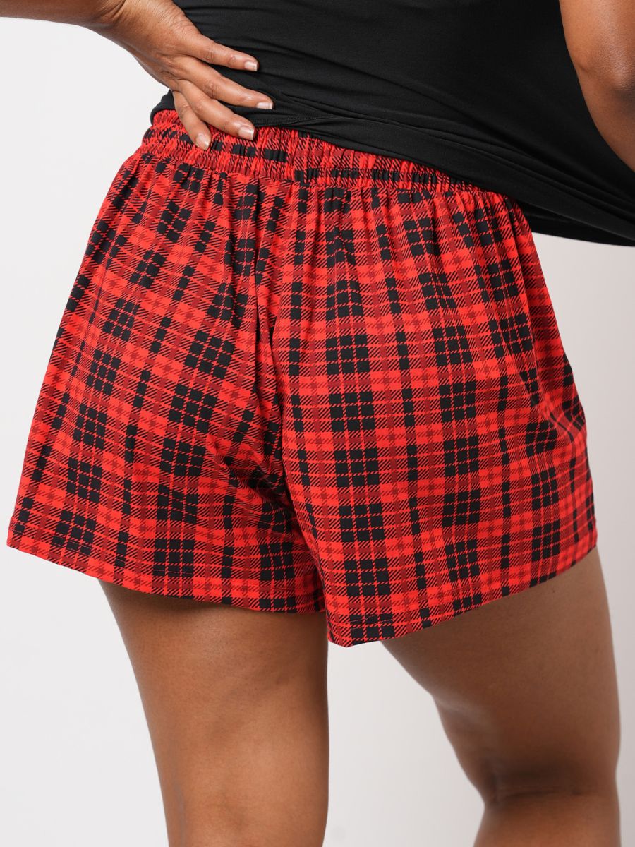 SHORT-RED PLAID MULTI