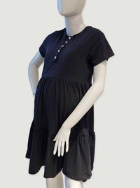 Susanna - Tiered Nursing Sleep Shirt in Black