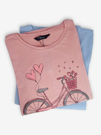 Maya - Sleep Shirt Graphic in Cashmere Blue & Mellow Rose Combo - 2 Pack