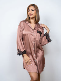 Sakya - 3/4 Sleeve Classic Sleep Shirt in Mocha 1