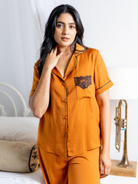 Shaheda - Short Sleeve Classic Long Pajama in Ginger 4