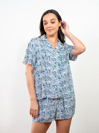 Valarie - S/S Classic SPJ Set in Blue Paisley Multi 1