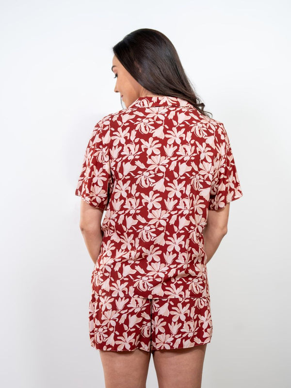 Valarie S/S Classic SPJ Set in Maroon Floral Multi 2