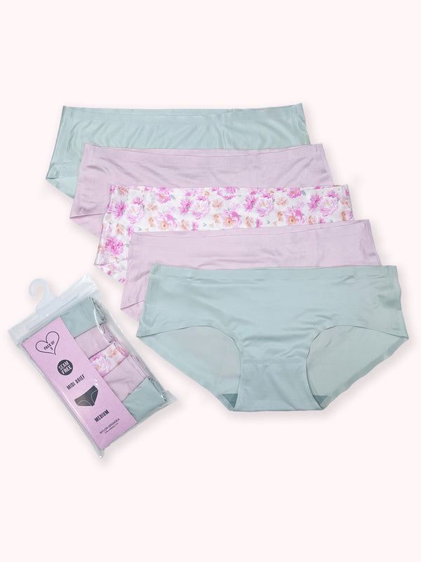 Inaya - Seam Free Midi Brief - 5PK in Pastel Posies Combo