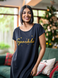 Zoe - Short Sleeve Long Sleep Shirt in Black 3