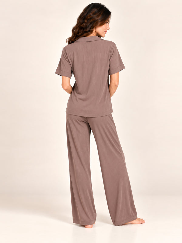 Adalyn modal long pyjama set in Antler - back view