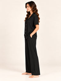 Adalyn modal long pyjama set in Black - side view