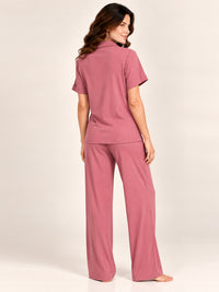 Adalyn modal long pyjama set in Dusty Rose - back view