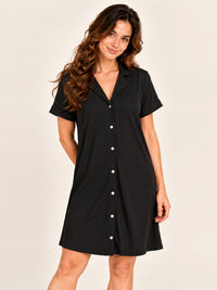 Ashanthi modal sleep shirt in Black - front view