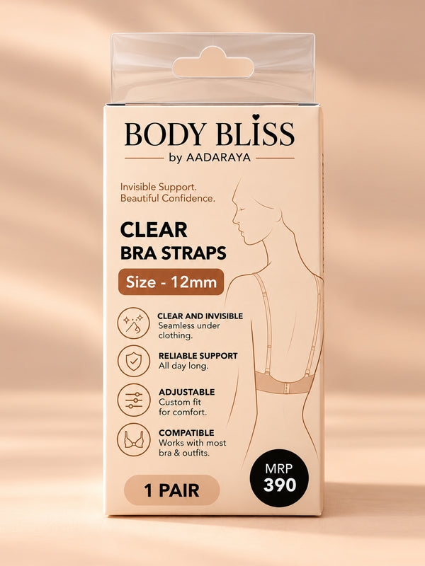 Bella clear silicone bra straps 12mm in Clear - Body Bliss packaging front