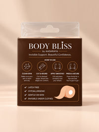 Mia boob tape in Nude - packaging back with how-to-use steps