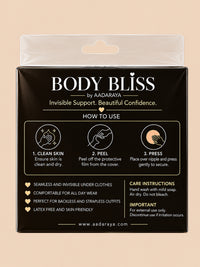 Rosy silicone lifting nipple cover in Nude - packaging back with how-to-use steps