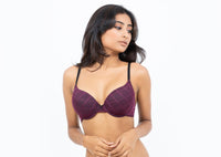 Cleo - Lace T-Shirt Plunge Bra 02 Pack in Steel Grey & Kir Combo