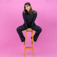 Alana - Long Sleeve Tee & Pant Set in Black