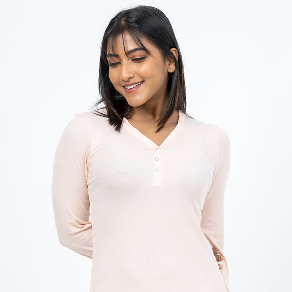 Erin - Long Sleeve Sleep Shirt in Light Pink