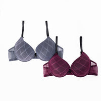 Cleo - Lace T-Shirt Plunge Bra 02 Pack in Steel Grey & Kir Combo