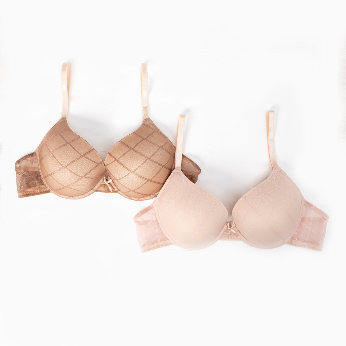 Cleo - Lace T-Shirt Plunge Bra 02 Pack in Terra & Nude Combo